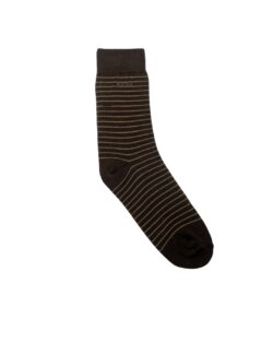 Crew Stripes Small Socks Dark Brown - Beige