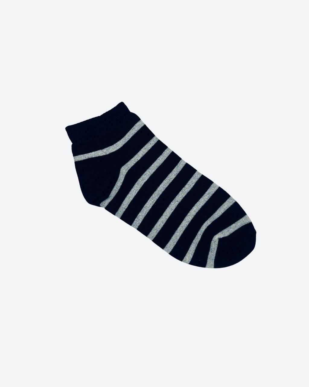 Crew Long Stripes Socks - Dark Blue / Light Grey Free Size