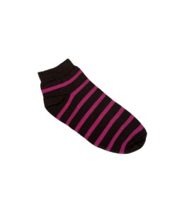 Ankel Stripes Socks - Dark Brown/ Pink Free Size