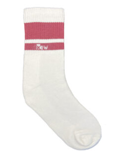 Half Sports Socks - White / Dark Red Free Size