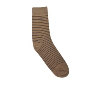 Crew Long Stripes Socks - Beige / Dark Brown Free Size
