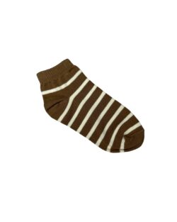 Ankel Stripes Socks - Dark Brown / White Free Size